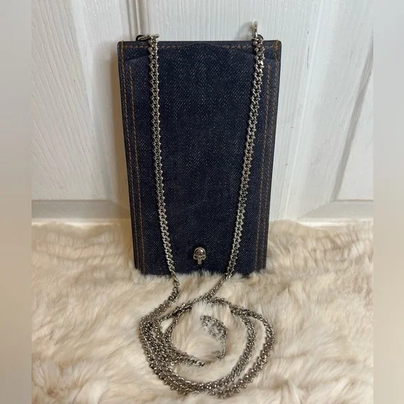 ALEXANDER MCQUEEN DENIM PHONE CASE ON CHAIN - Picture 3 of 12